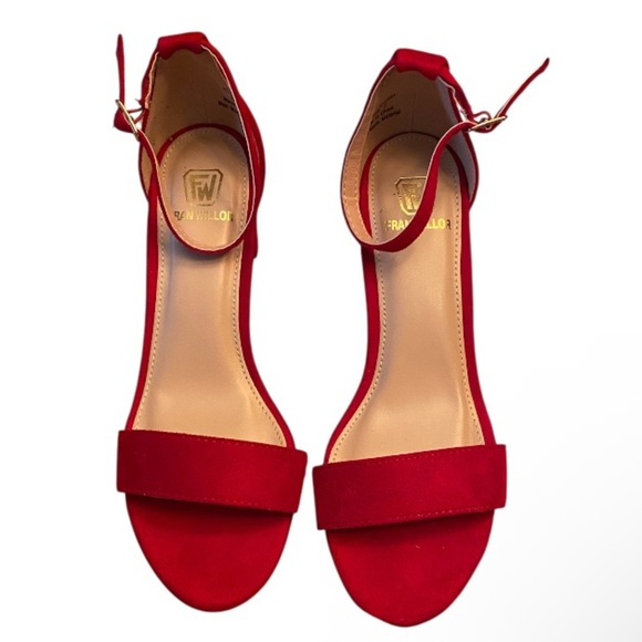Fran Willor Red Block Heels Size 7 - Picture 1 of 5